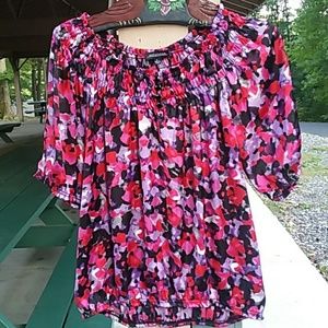 NOTATIONS LARGE PINK & PURPLE FLORAL TOP NWOT